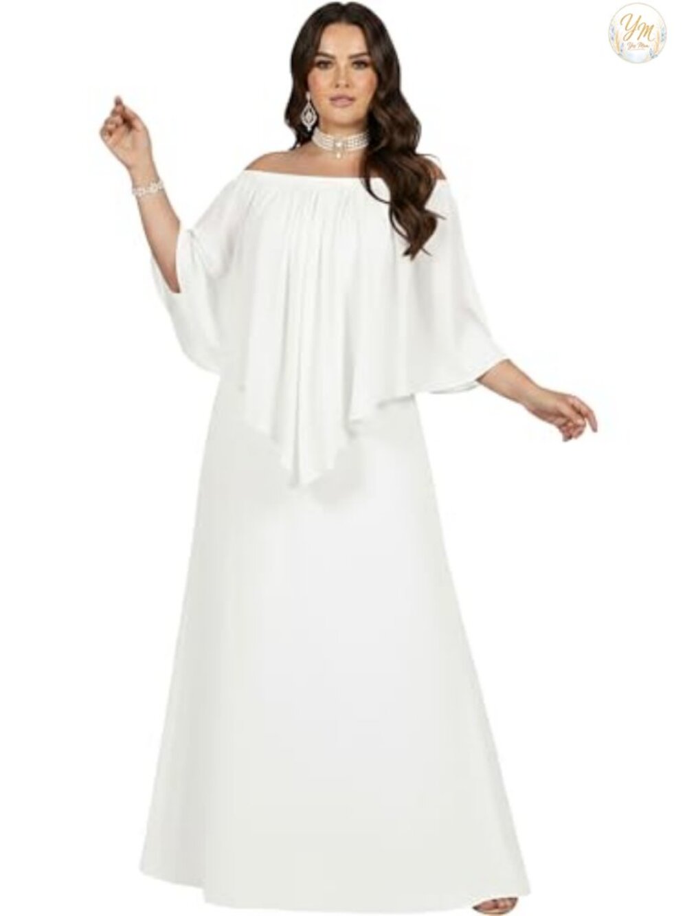 Plus Size Strapless Stretchy Maxi Dress Gown Formal